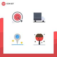 User Interface Pack of 4 Basic Flat Icons of darts location arrow truck apple Editable Vector Design Elements