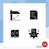 4 Solid Glyph concept for Websites Mobile and Apps halloween book application cv hardware Editable Vector Design Elements