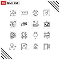 Set of 16 Modern UI Icons Symbols Signs for bubble school volleyball life marketing Editable Vector Design Elements