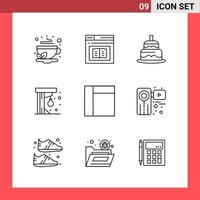 9 Icon Pack Line Style Outline Symbols on White Background Simple Signs for general designing Creative Black Icon vector background