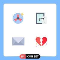 Pack of 4 creative Flat Icons of fan contact factory storage email Editable Vector Design Elements