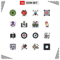 16 Thematic Vector Flat Color Filled Lines and Editable Symbols of game ways favorite person employee Editable Creative Vector Design Elements