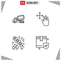 4 Icons Line Style Grid Based Creative Outline Symbols for Website Design Simple Line Icon Signs Isolated on White Background 4 Icon Set Creative Black Icon vector background