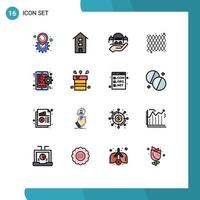 16 iconos creativos signos y símbolos modernos de equipo mardi gras tienda decoración donación elementos de diseño de vectores creativos editables