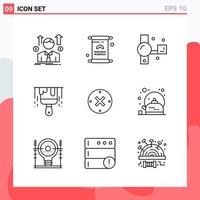 Collection of 9 Vector Icons in Line style Modern Outline Symbols for Web and Mobile Line Icon Sign Isolated on White Background 9 Icons Creative Black Icon vector background