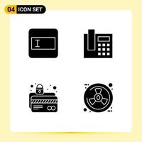 Set of 4 Modern UI Icons Symbols Signs for form lock phone atm card eco Editable Vector Design Elements