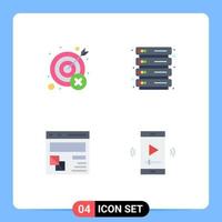 User Interface Pack of 4 Basic Flat Icons of fail develop target rack page Editable Vector Design Elements