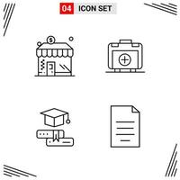 4 Icons Line Style Grid Based Creative Outline Symbols for Website Design Simple Line Icon Signs Isolated on White Background 4 Icon Set Creative Black Icon vector background