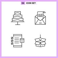 4 Icons in Line Style Outline Symbols on White Background Creative Vector Signs for Web mobile and Print Creative Black Icon vector background