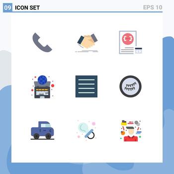 Flat Color Pack of 9 Universal Symbols of system globe business global development Editable Vector Design Elements