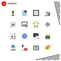 Pictogram Set of 16 Simple Flat Colors of information analytics video wheelbarrow farm Editable Pack of Creative Vector Design Elements