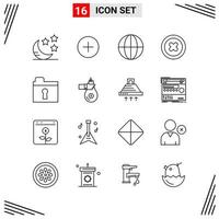 16 Icons Line Style Grid Based Creative Outline Symbols for Website Design Simple Line Icon Signs Isolated on White Background 16 Icon Set Creative Black Icon vector background