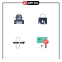 Editable Vector Line Pack of 4 Simple Flat Icons of astronaut gateway helmet security analysis Editable Vector Design Elements