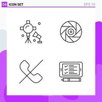 Set of 4 icons in Line style Creative Outline Symbols for Website Design and Mobile Apps Simple Line Icon Sign Isolated on White Background 4 Icons Creative Black Icon vector background