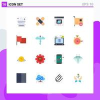 Set of 16 Commercial Flat Colors pack for hardware computers kit card website Editable Pack of Creative Vector Design Elements