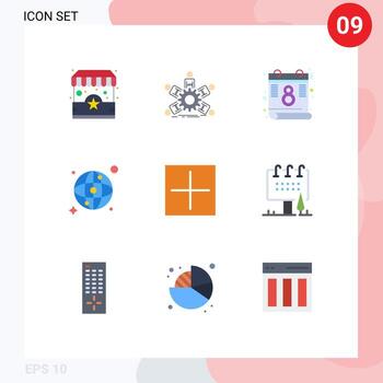 Stock Vector Icon Pack of 9 Line Signs and Symbols for open add teamwork network world Editable Vector Design Elements