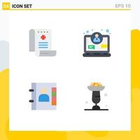 Group of 4 Modern Flat Icons Set for health book medicine concept phone Editable Vector Design Elements