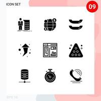 Group of 9 Solid Glyphs Signs and Symbols for billiards paint boat graphic up Editable Vector Design Elements