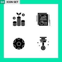 Pack of 4 Solid Style Icon Set Glyph Symbols for print Creative Signs Isolated on White Background 4 Icon Set Creative Black Icon vector background