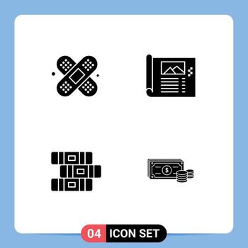 conjunto de 4 iconos modernos de la interfaz de usuario símbolos signos para el diseño del cuaderno de ayuda boceto elementos de diseño vectorial editables en dólares vector