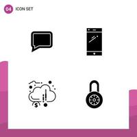 4 User Interface Solid Glyph Pack of modern Signs and Symbols of chat crowdsourcing phone android financial Editable Vector Design Elements