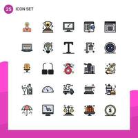 Stock Vector Icon Pack of 25 Line Signs and Symbols for coding website computer html pc Editable Vector Design Elements