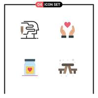 Modern Set of 4 Flat Icons and symbols such as human wedding hand medicine camping Editable Vector Design Elements