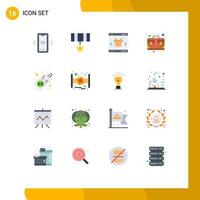 16 User Interface Flat Color Pack of modern Signs and Symbols of case brief medal bag shopping Editable Pack of Creative Vector Design Elements