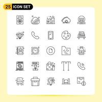 Stock Vector Icon Pack of 25 Line Signs and Symbols for article document plain synchronization sync Editable Vector Design Elements