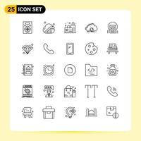 paquete de iconos vectoriales de stock de 25 signos y símbolos de línea para el documento del artículo sincronización simple sincronizar elementos de diseño vectorial editables vector