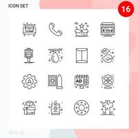 Universal Icon Symbols Group of 16 Modern Outlines of valet store surprize shop monitor Editable Vector Design Elements