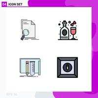 Set of 4 Modern UI Icons Symbols Signs for analysis build find disco fab Editable Vector Design Elements