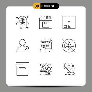 9 Outline concept for Websites Mobile and Apps man shipment planning product commerce Editable Vector Design Elements