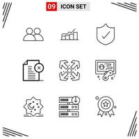 9 Icons Line Style Grid Based Creative Outline Symbols for Website Design Simple Line Icon Signs Isolated on White Background 9 Icon Set Creative Black Icon vector background