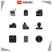 9 Creative Icons Modern Signs and Symbols of briefcase movie cv film food Editable Vector Design Elements