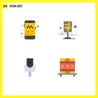 Set of 4 Modern UI Icons Symbols Signs for app cable transport map cupboard Editable Vector Design Elements