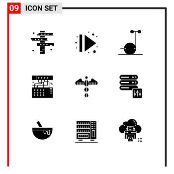 Set of 9 Modern UI Icons Symbols Signs for medical module right device analog Editable Vector Design Elements