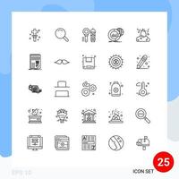 Mobile Interface Line Set of 25 Pictograms of burn world design data big Editable Vector Design Elements