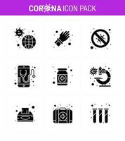 9 Solid Glyph Black Coronavirus Covid19 Icon pack such as  medical health care signaling no viral coronavirus 2019nov disease Vector Design Elements