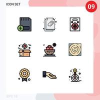 Pictogram Set of 9 Simple Filledline Flat Colors of center delivery file crate box Editable Vector Design Elements