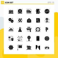 Collection of 25 Universal Solid Icons Icon Set for Web and Mobile Creative Black Icon vector background