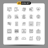 Universal Icon Symbols Group of 25 Modern Lines of identity advertising development vision mission Editable Vector Design Elements