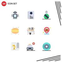 Set of 9 Modern UI Icons Symbols Signs for education food ball dumplings cafe Editable Vector Design Elements