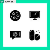 Pack of 4 Solid Style Icon Set Glyph Symbols for print Creative Signs Isolated on White Background 4 Icon Set Creative Black Icon vector background