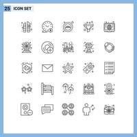 User Interface Pack of 25 Basic Lines of learning computer public sort filter Editable Vector Design Elements