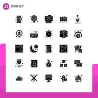 Modern Set of 25 Solid Glyphs and symbols such as spider bug camera egg basket Editable Vector Design Elements