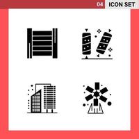 4 Icon Pack Solid Style Glyph Symbols on White Background Simple Signs for general designing Creative Black Icon vector background