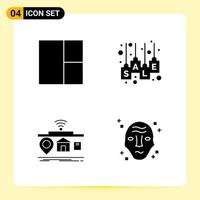 4 Creative Icons for Modern website design and responsive mobile apps 4 Glyph Symbols Signs on White Background 4 Icon Pack Creative Black Icon vector background