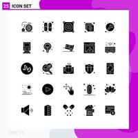 Group of 25 Modern Solid Glyphs Set for rail pointer engine direction video Editable Vector Design Elements