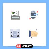 Flat Icon Pack of 4 Universal Symbols of leaf center factory extension hand Editable Vector Design Elements